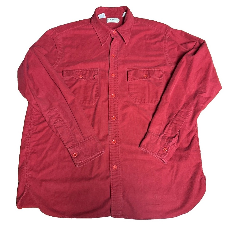Vintage L.L. Bean 100% Cotton Shirt Men's Tall 16.5 Red Flannel Outdoor Flawed